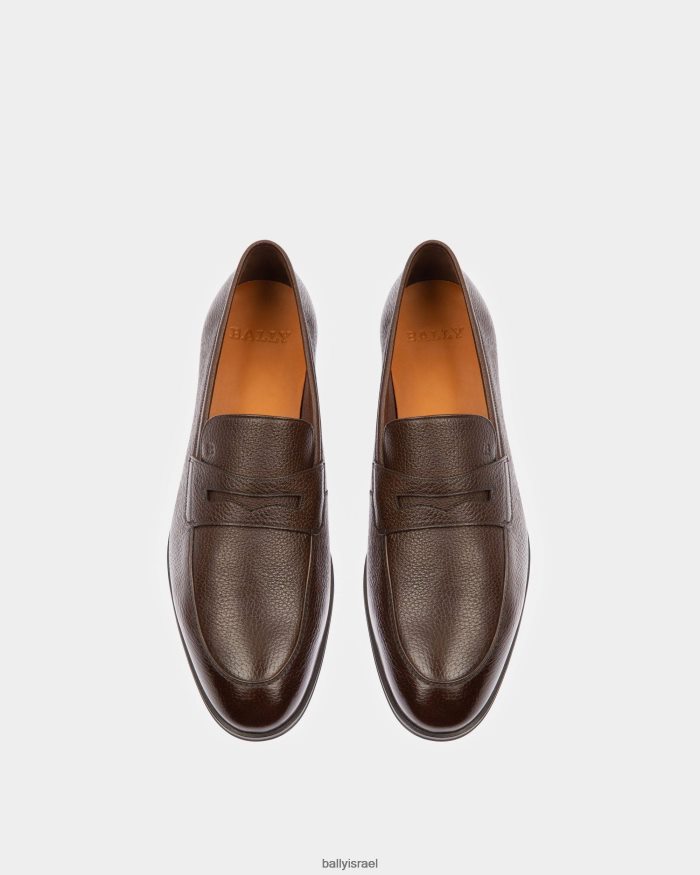 חום Bally לולאה פרוטה מעור צבי עם גרגירים גברים הַנעָלָה AS12D293