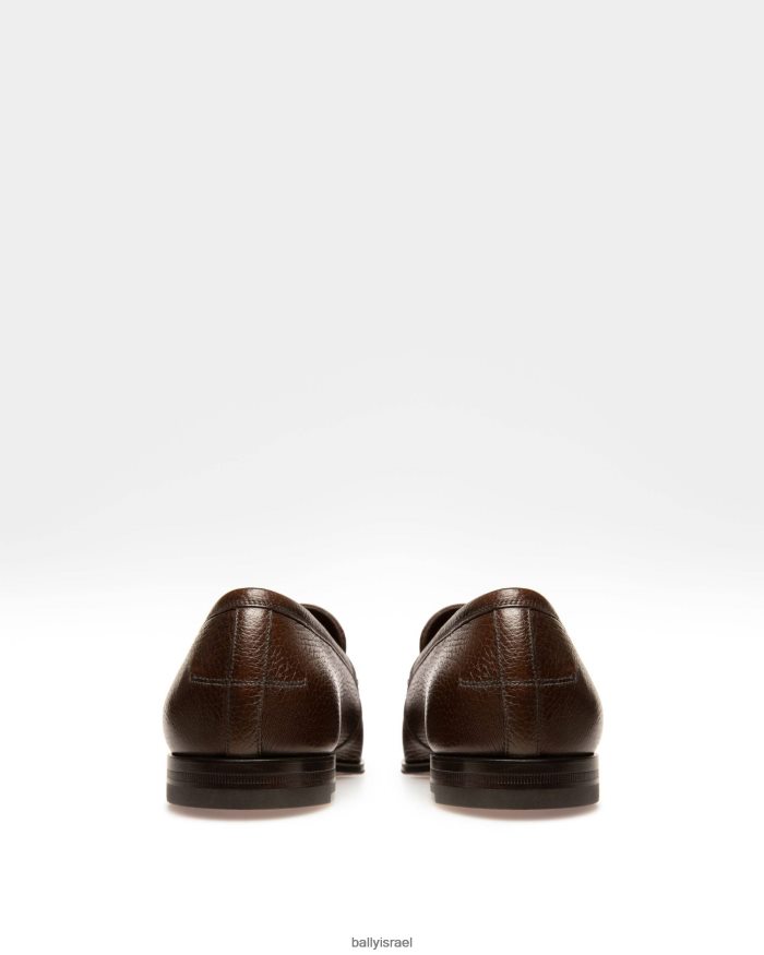 חום Bally לולאה פרוטה מעור צבי עם גרגירים גברים הַנעָלָה AS12D293