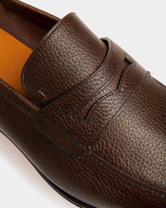 חום Bally לולאה פרוטה מעור צבי עם גרגירים גברים הַנעָלָה AS12D293