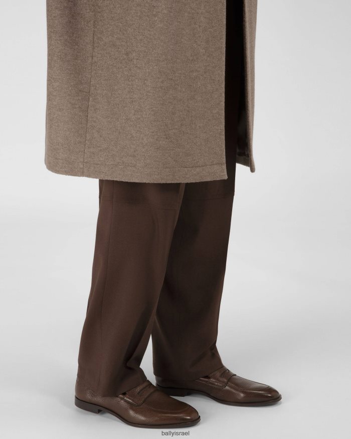 חום Bally לולאה פרוטה מעור צבי עם גרגירים גברים הַנעָלָה AS12D293