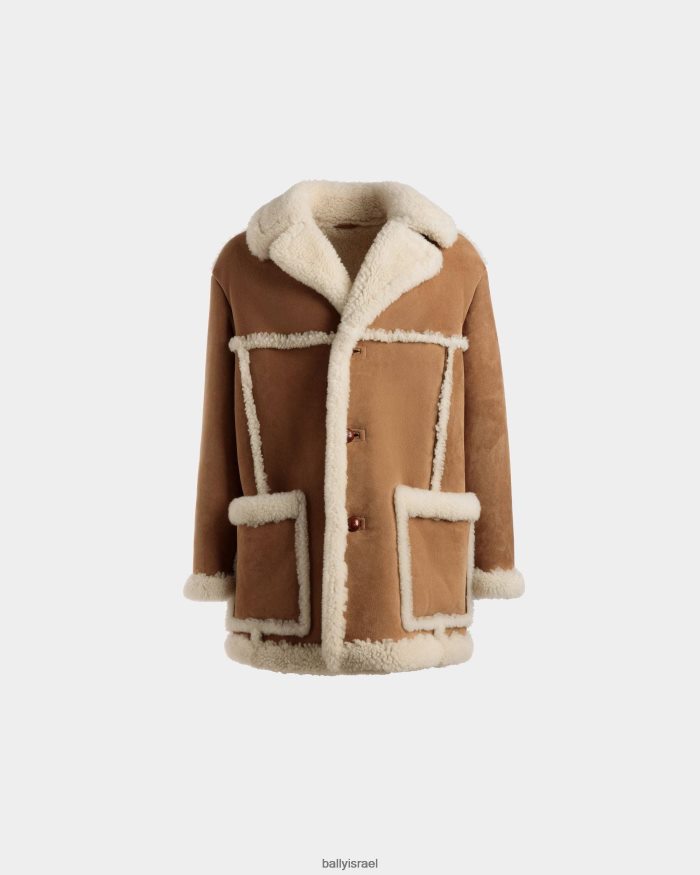 חום Bally מעיל טייסים עור ומרינו גברים הַלבָּשָׁה AS12D301