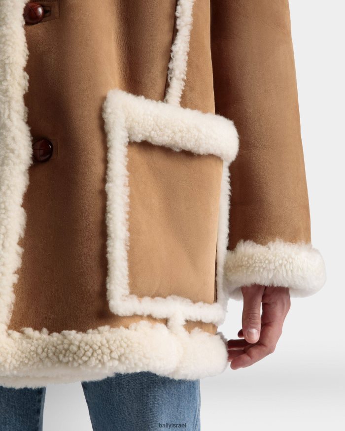 חום Bally מעיל טייסים עור ומרינו גברים הַלבָּשָׁה AS12D301