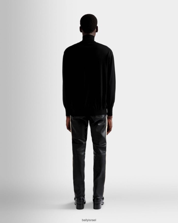 שָׁחוֹר Bally צמר סוודר עם צווארון גליל גברים הַלבָּשָׁה AS12D350