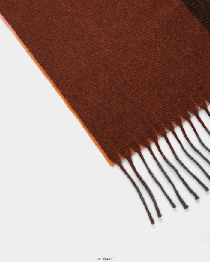 חום Bally בד צעיף לוגו דו-גווני גברים אביזרים AS12D375