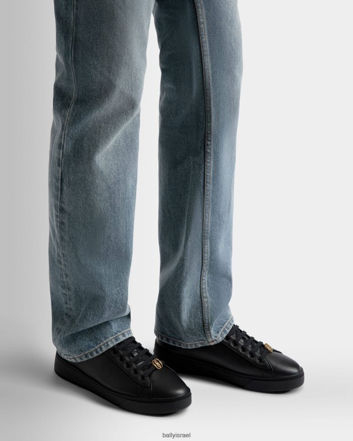 שָׁחוֹר Bally להעלות נעלי ספורט עור גברים הַנעָלָה AS12D389