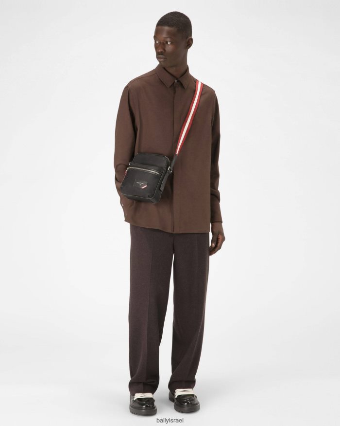 שָׁחוֹר Bally חקור תיק קרוסבודי עור ניילון גברים אביזרים AS12D419