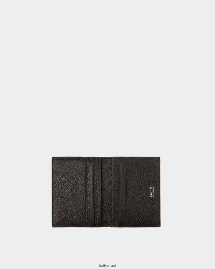 שָׁחוֹר Bally כיתוב מחזיק כרטיס ביקור מעור גברים אביזרים AS12D421
