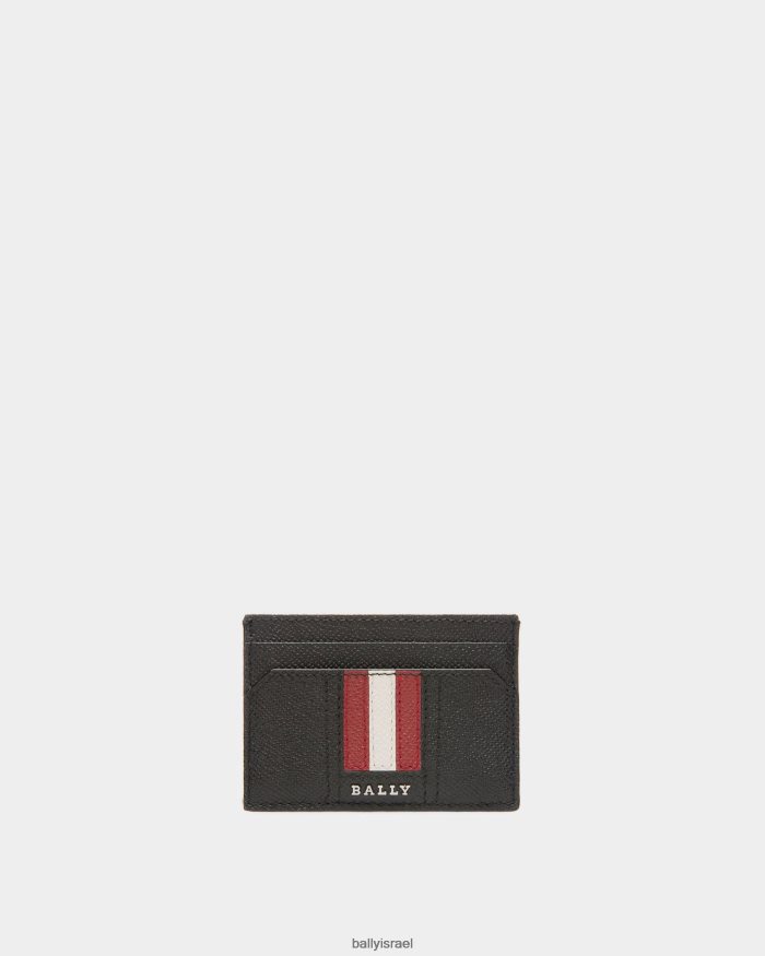 שָׁחוֹר Bally כיתוב מחזיק כרטיס ביקור מעור גברים אביזרים AS12D423
