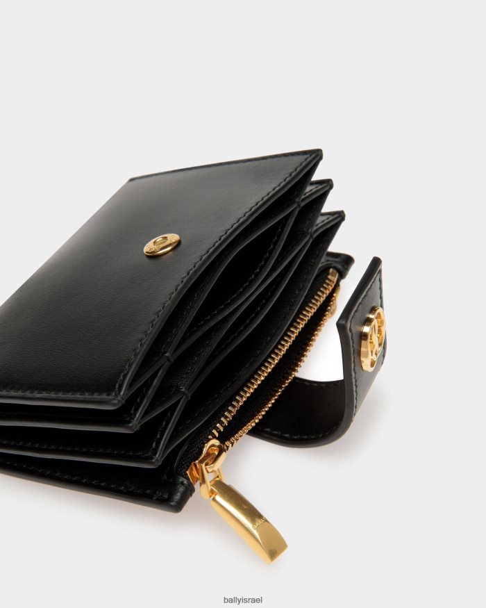 שָׁחוֹר Bally מחזיק כרטיס סמל עור נשים אביזרים AS12D43