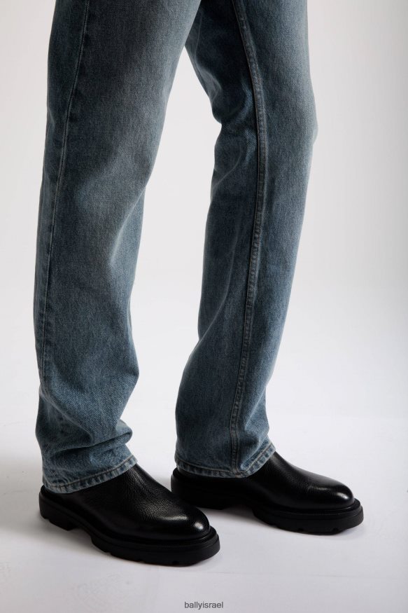 שָׁחוֹר Bally עור מגפיים של ציריך גברים הַנעָלָה AS12D452