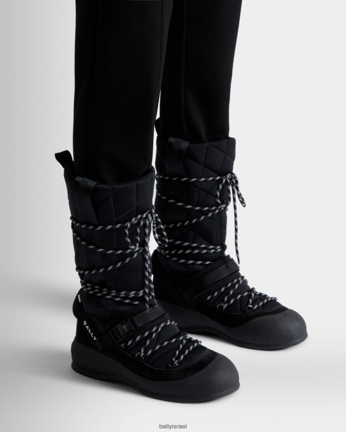 שָׁחוֹר Bally מגף שרוכי פרי ניילון גברים הַנעָלָה AS12D485