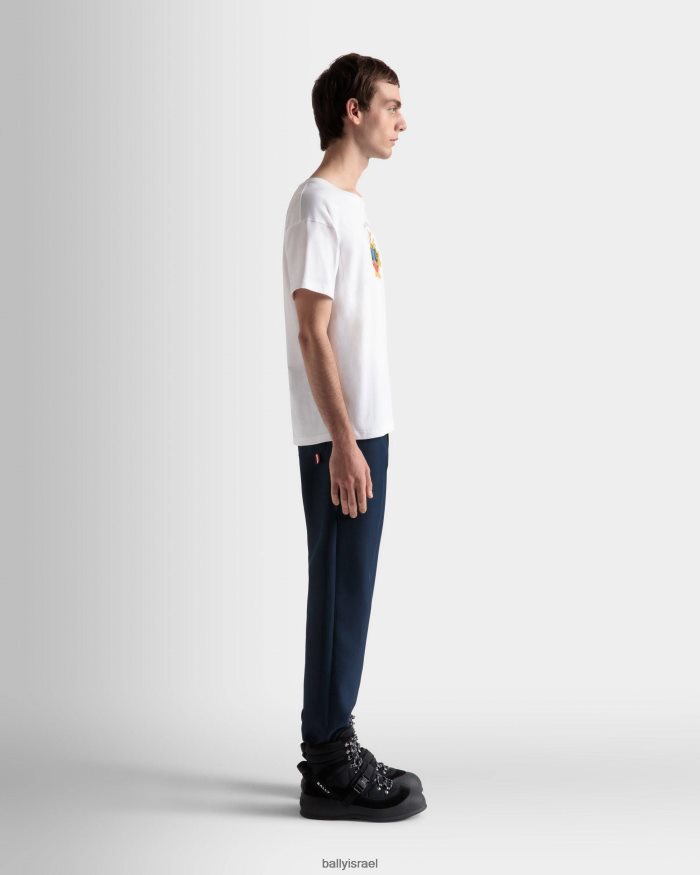 לבן Bally חולצה כותנה גברים הַלבָּשָׁה AS12D492