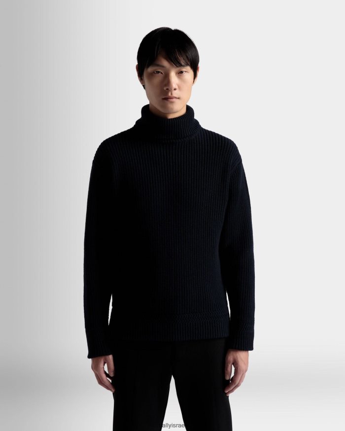 כְּחוֹל Bally סוודר צווארון גולף גברים הַלבָּשָׁה AS12D504