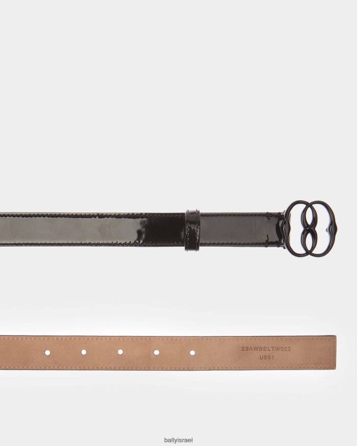 שָׁחוֹר Bally סמל עור חגורה קבועה נשים אביזרים AS12D523