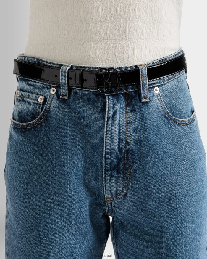 שָׁחוֹר Bally סמל עור חגורה קבועה נשים אביזרים AS12D523