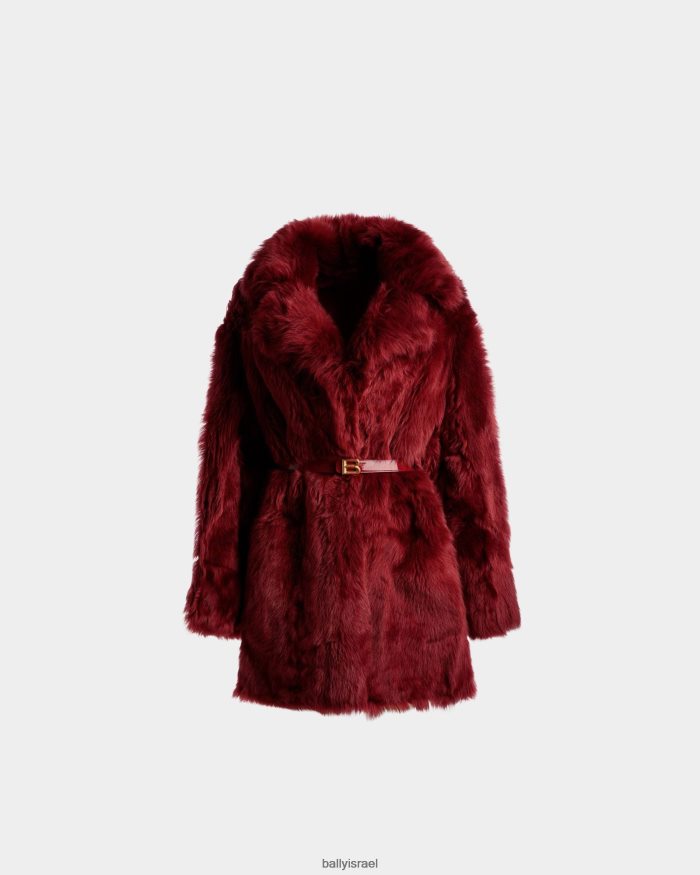 אָדוֹם Bally עור מעיל קטיפה נשים הַלבָּשָׁה AS12D524