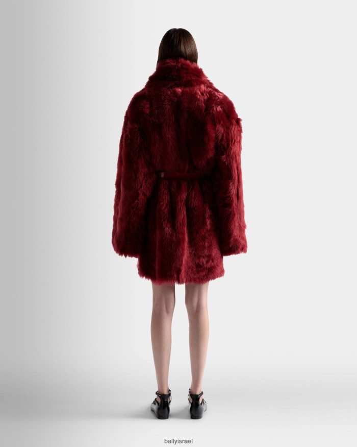 אָדוֹם Bally עור מעיל קטיפה נשים הַלבָּשָׁה AS12D524