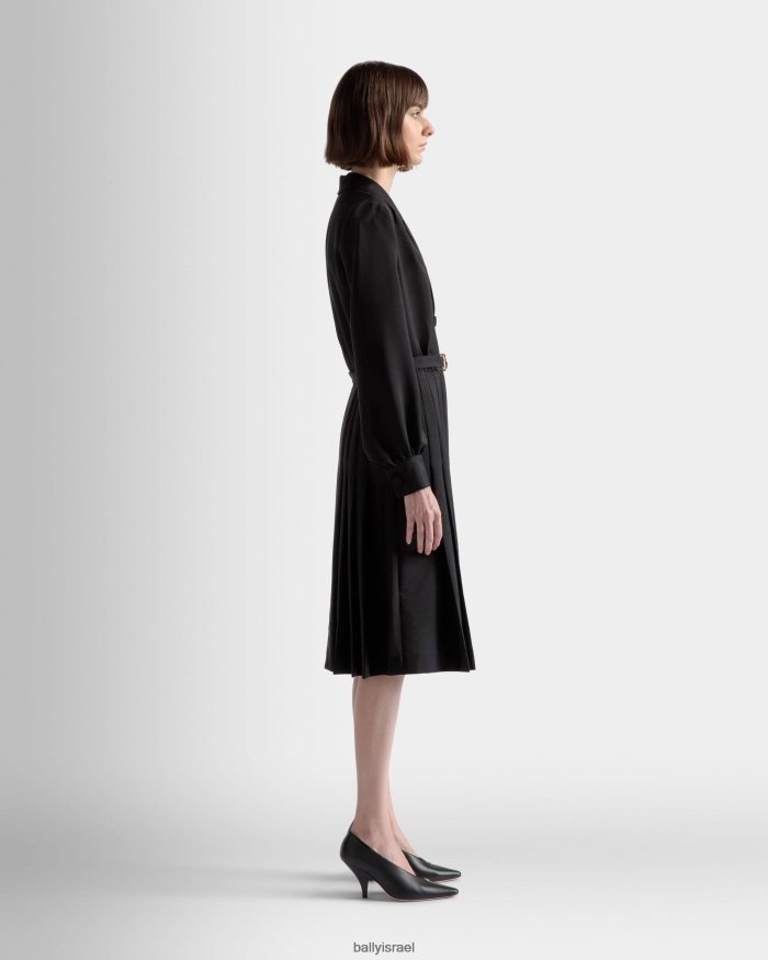 שָׁחוֹר Bally שמלת חגורה סמל תערובת צמר אנגורה נשים הַלבָּשָׁה AS12D526