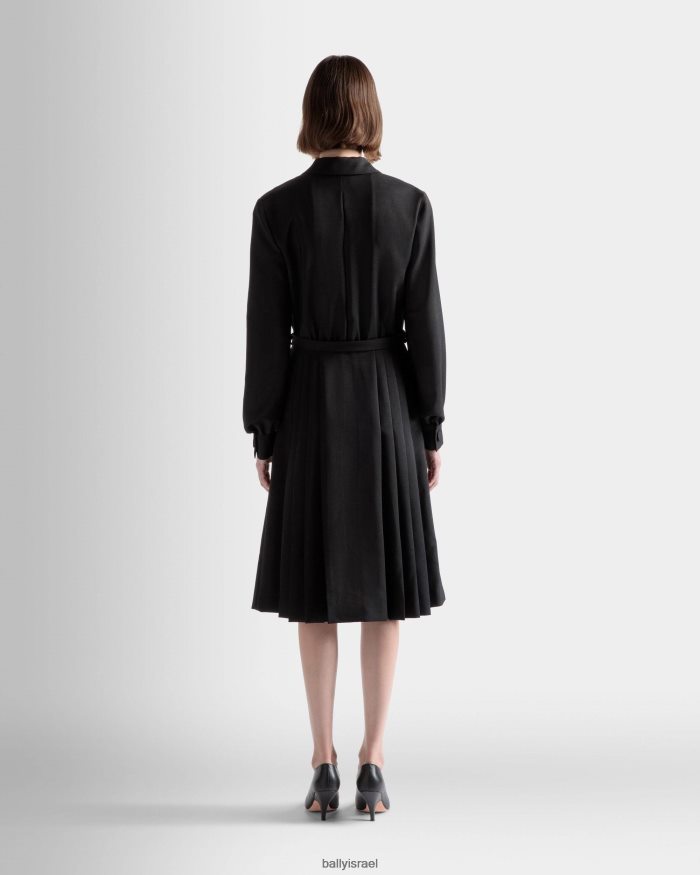 שָׁחוֹר Bally שמלת חגורה סמל תערובת צמר אנגורה נשים הַלבָּשָׁה AS12D526