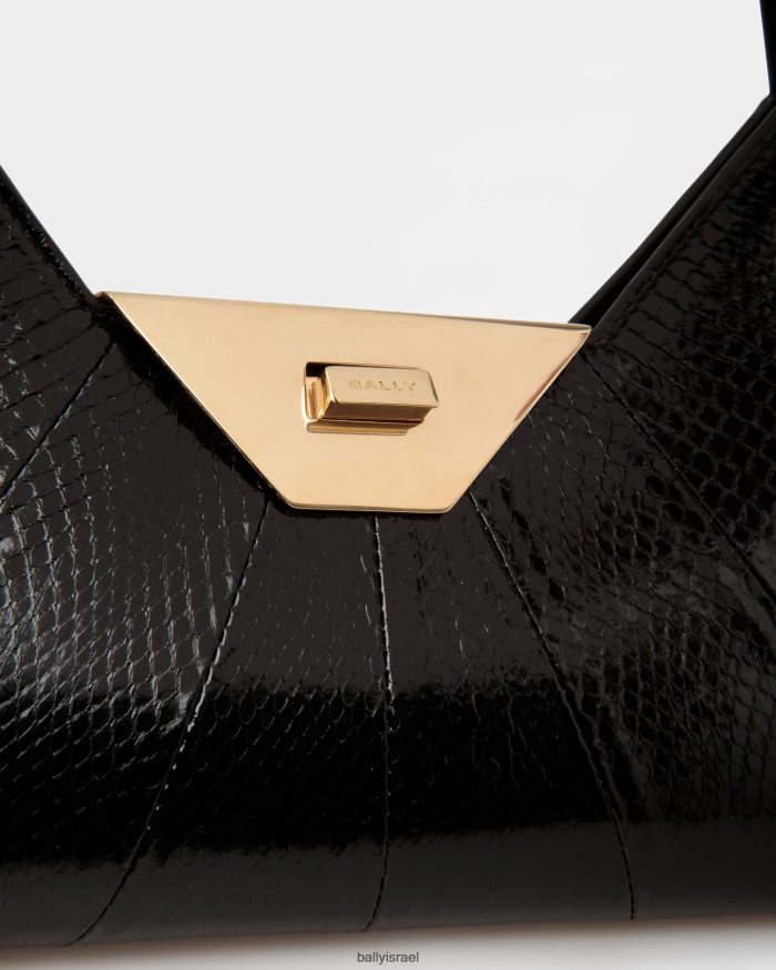 שָׁחוֹר Bally תיק כתף הטיה מעור נחש נשים אביזרים AS12D534