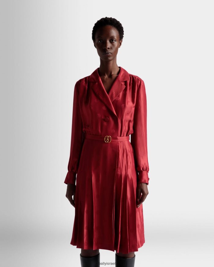 אָדוֹם Bally שמלת חגורה סמלית נשים הַלבָּשָׁה AS12D544