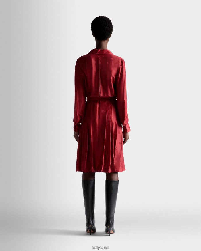 אָדוֹם Bally שמלת חגורה סמלית נשים הַלבָּשָׁה AS12D544