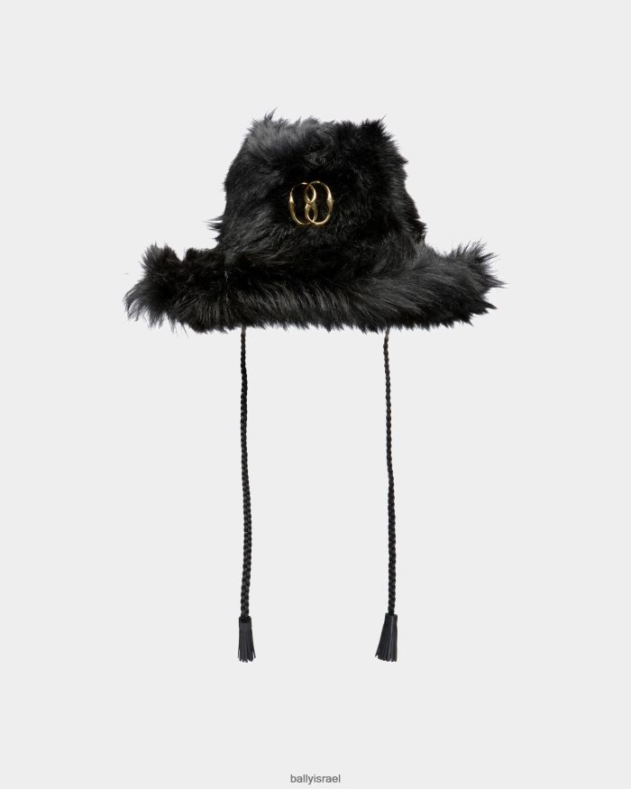 שָׁחוֹר Bally כובע דג קטיפה מעור נשים אביזרים AS12D547