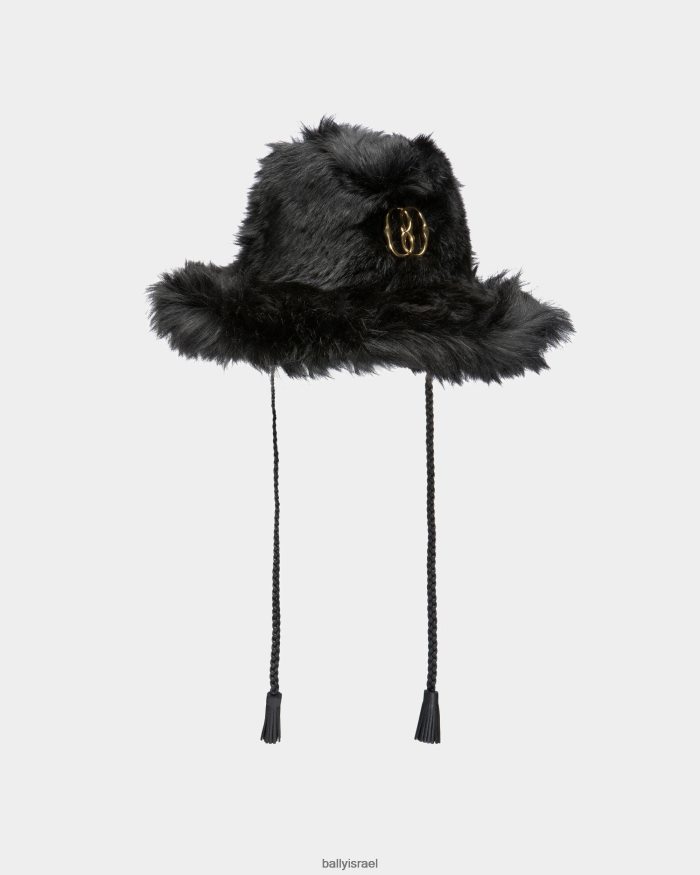 שָׁחוֹר Bally כובע דג קטיפה מעור נשים אביזרים AS12D547