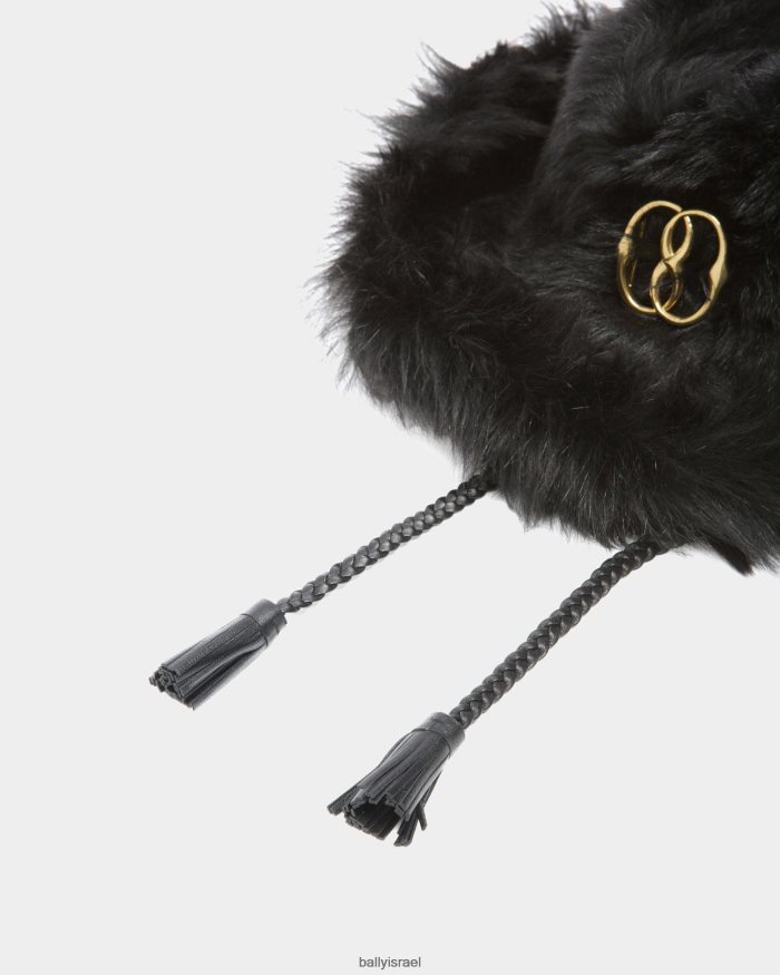 שָׁחוֹר Bally כובע דג קטיפה מעור נשים אביזרים AS12D547