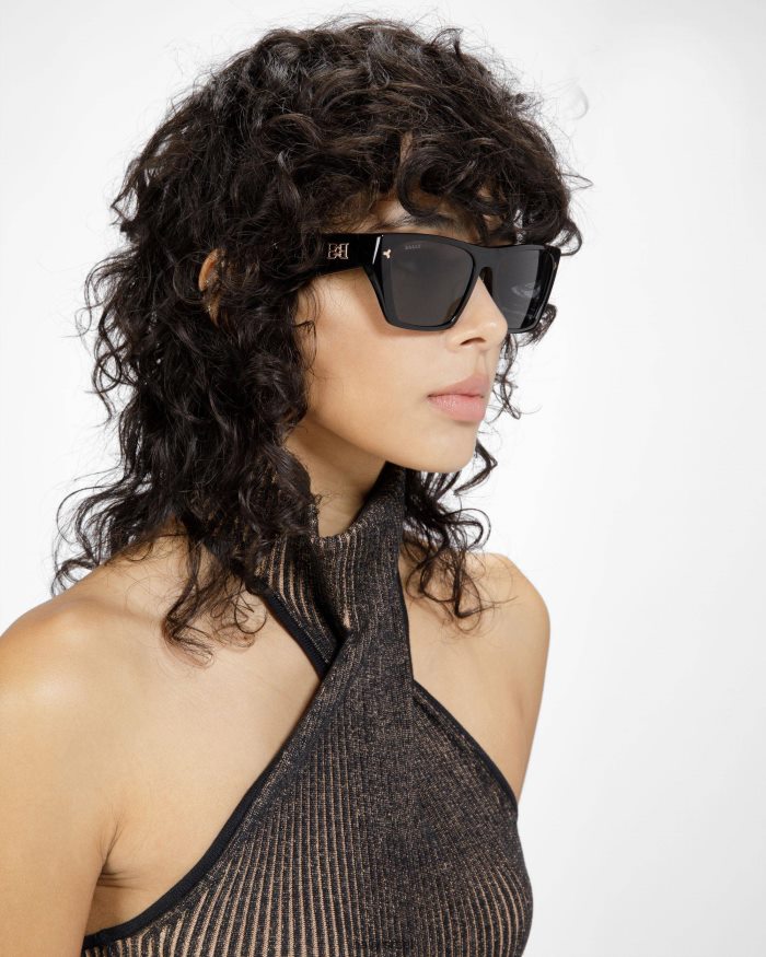 שָׁחוֹר Bally משקפי שמש גיאומטריים של אשלי עם מסגרת מלאה נשים אביזרים AS12D55