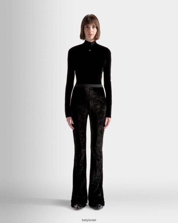 שָׁחוֹר Bally קטיפה של בגד גוף עם צוואר גבוה נשים הַלבָּשָׁה AS12D575