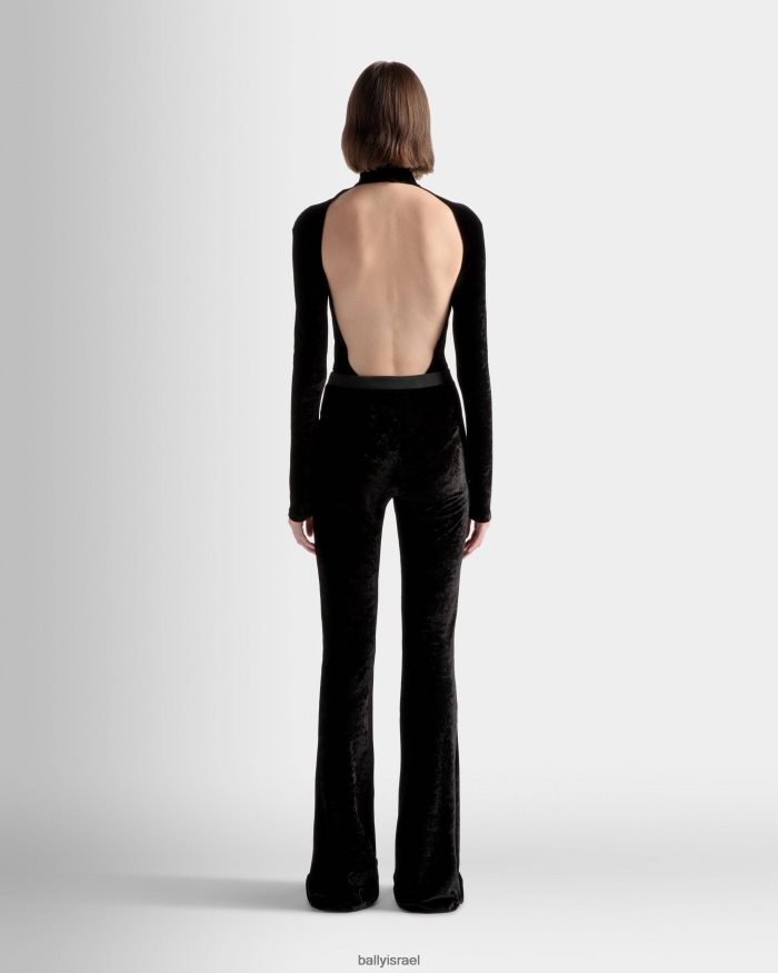 שָׁחוֹר Bally קטיפה של בגד גוף עם צוואר גבוה נשים הַלבָּשָׁה AS12D575