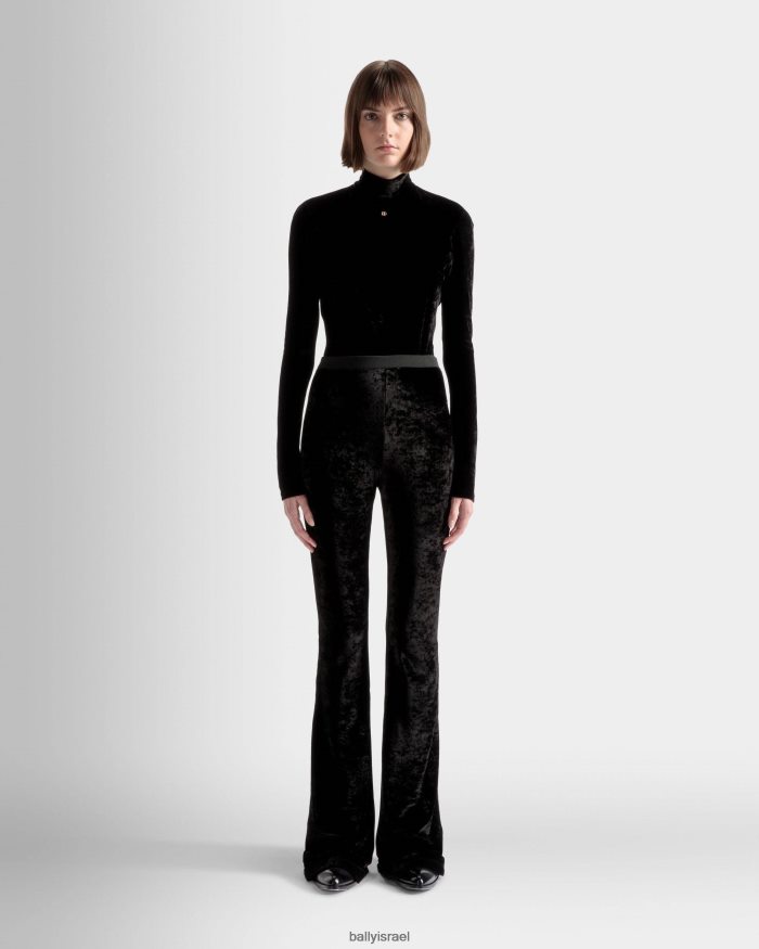 שָׁחוֹר Bally מכנסיים מתרחבים קטיפה נשים הַלבָּשָׁה AS12D576