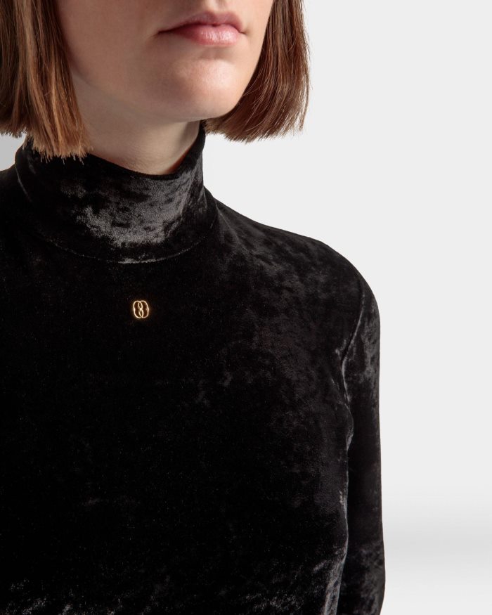 שָׁחוֹר Bally מכנסיים מתרחבים קטיפה נשים הַלבָּשָׁה AS12D576