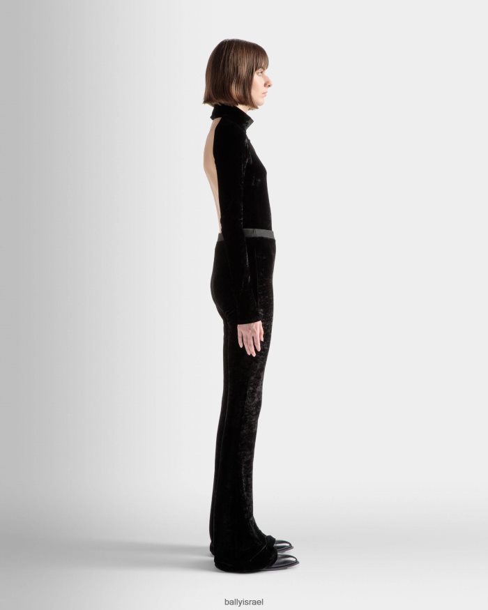 שָׁחוֹר Bally מכנסיים מתרחבים קטיפה נשים הַלבָּשָׁה AS12D576