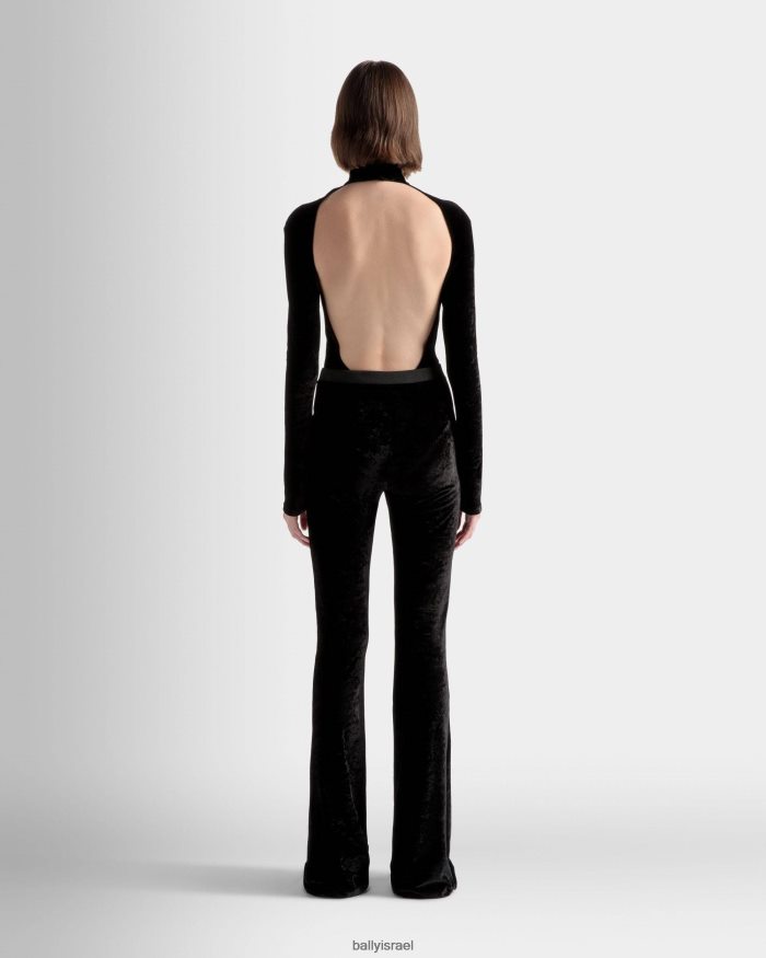 שָׁחוֹר Bally מכנסיים מתרחבים קטיפה נשים הַלבָּשָׁה AS12D576