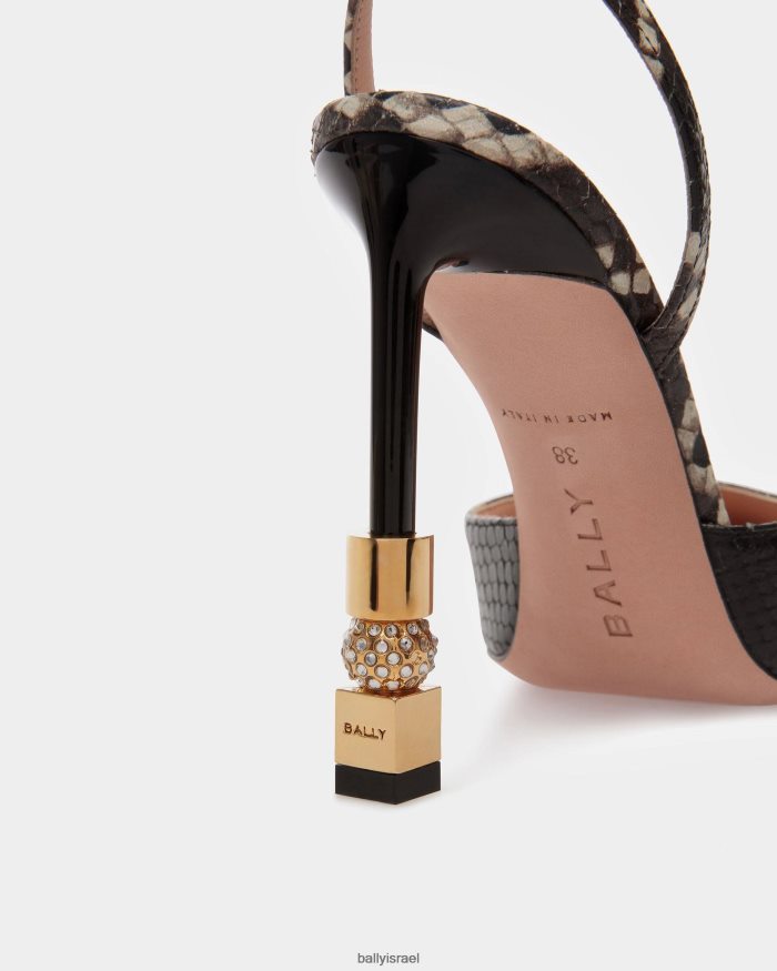 שָׁחוֹר Bally משאבת רצועת קרסול חסומה נשים הַנעָלָה AS12D616