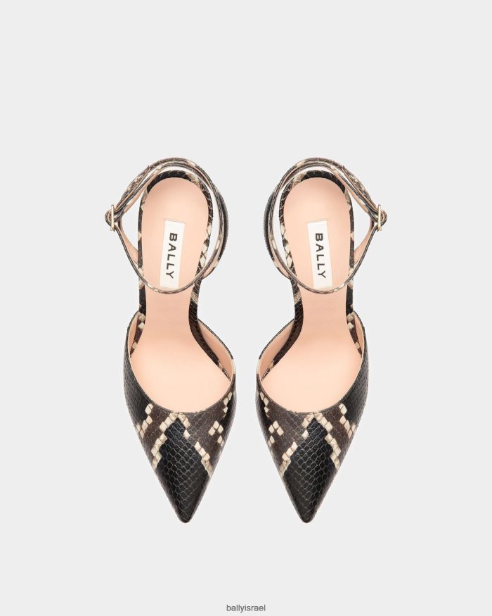 שָׁחוֹר Bally משאבת רצועת קרסול חסומה נשים הַנעָלָה AS12D616