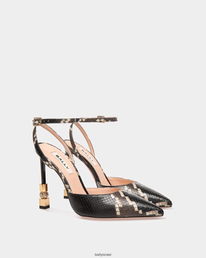 שָׁחוֹר Bally משאבת רצועת קרסול חסומה נשים הַנעָלָה AS12D616