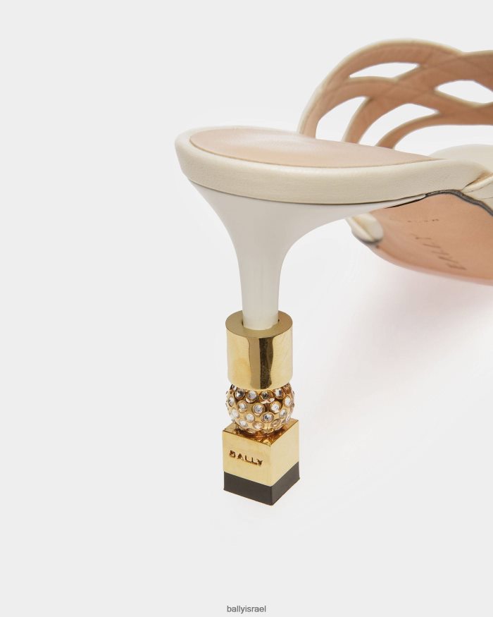 לבן Bally סנדל מגלשות בלוק נשים הַנעָלָה AS12D618