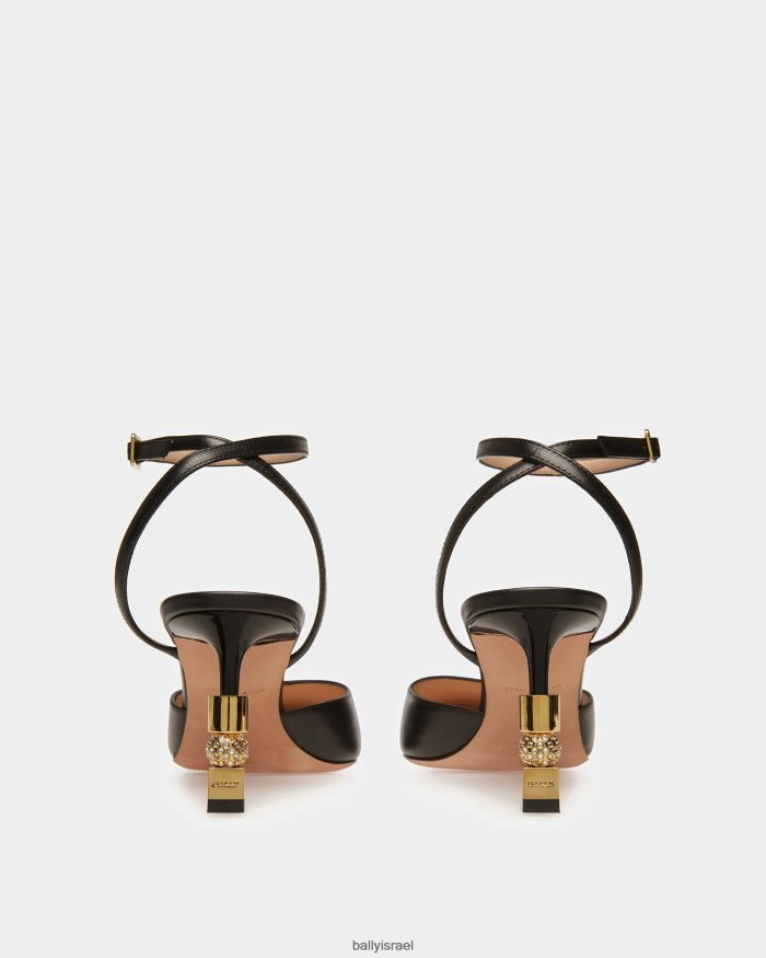 שָׁחוֹר Bally משאבת רצועת קרסול חסומה נשים הַנעָלָה AS12D620