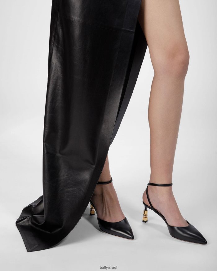 שָׁחוֹר Bally משאבת רצועת קרסול חסומה נשים הַנעָלָה AS12D620