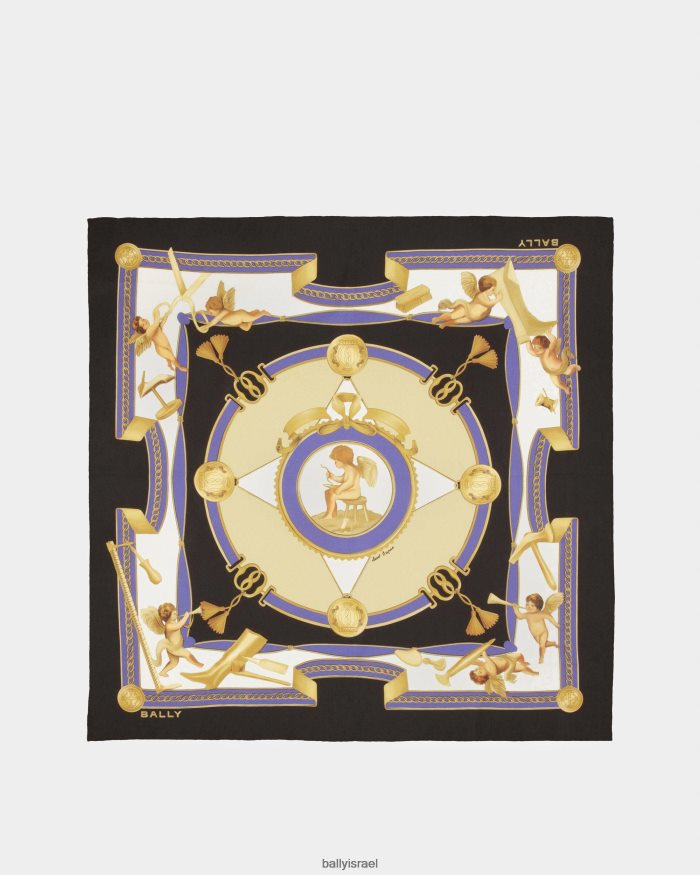 שָׁחוֹר Bally משי צעיף מודפס נשים אביזרים AS12D630