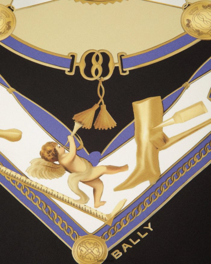 שָׁחוֹר Bally משי צעיף מודפס נשים אביזרים AS12D630