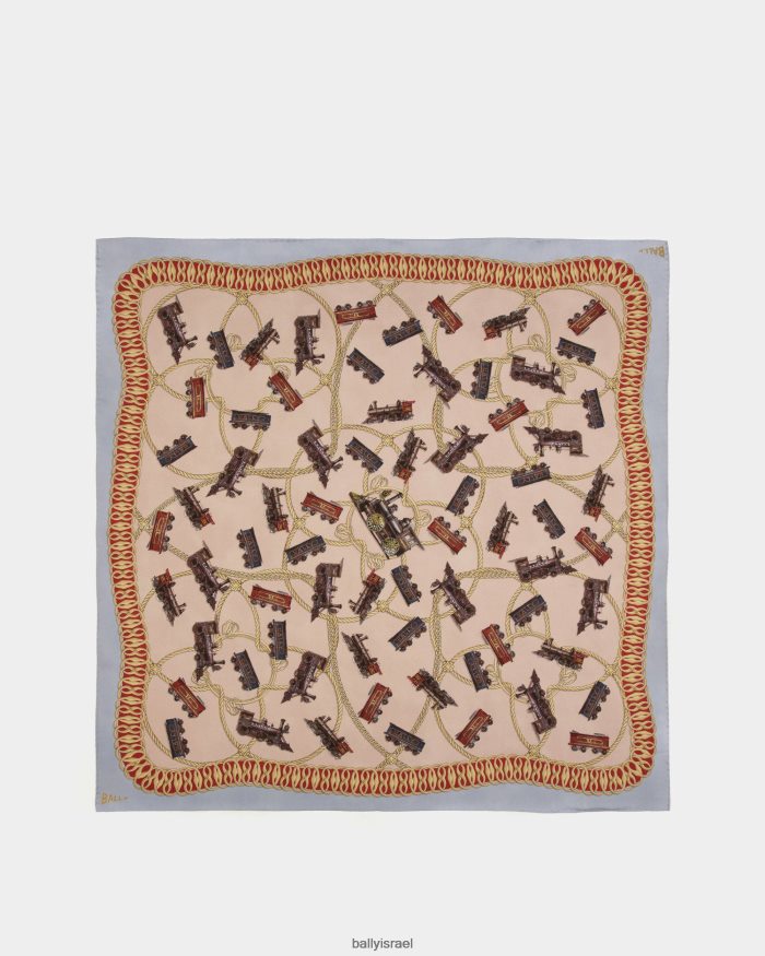 סַסגוֹנִיוּת Bally הדפס רכבת צעיף מרובע משי נשים אביזרים AS12D632