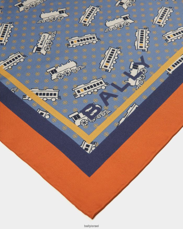 כְּחוֹל Bally הדפס רכבת צעיף מרובע משי נשים אביזרים AS12D633