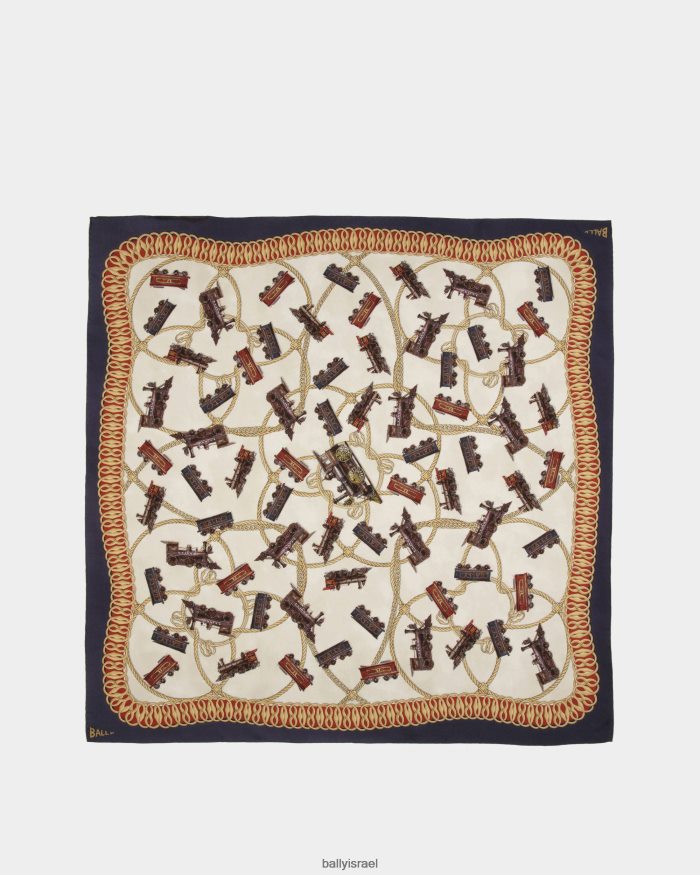 סַסגוֹנִיוּת Bally הדפס רכבת צעיף מרובע משי נשים אביזרים AS12D635