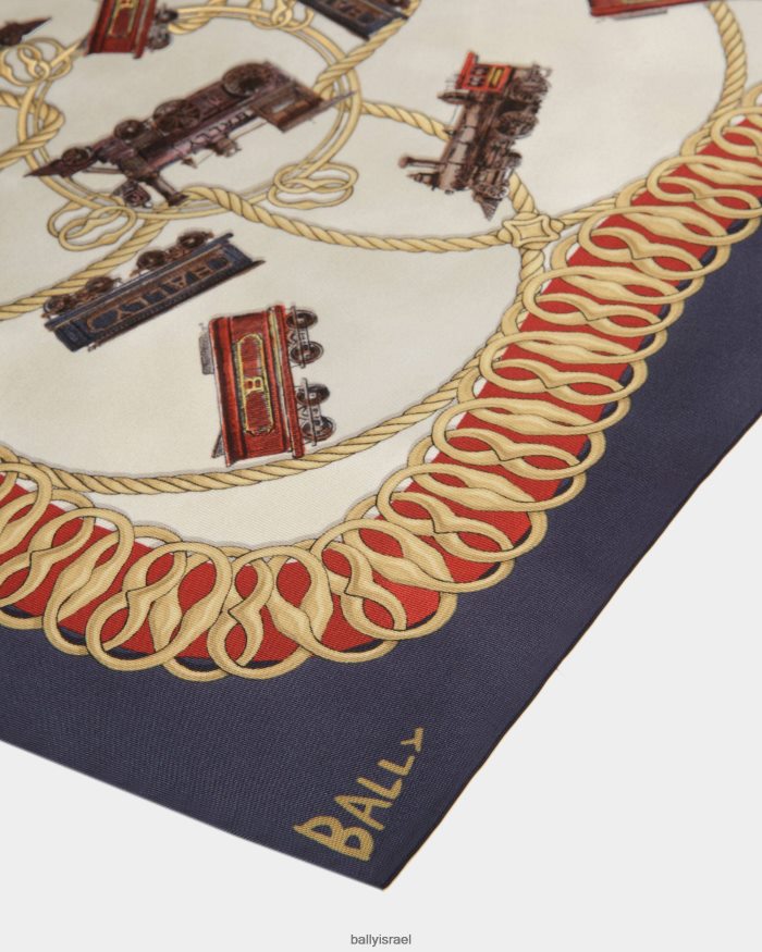 סַסגוֹנִיוּת Bally הדפס רכבת צעיף מרובע משי נשים אביזרים AS12D635