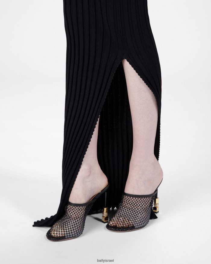 שָׁחוֹר Bally פרד רשת קריסטל נשים הַנעָלָה AS12D636