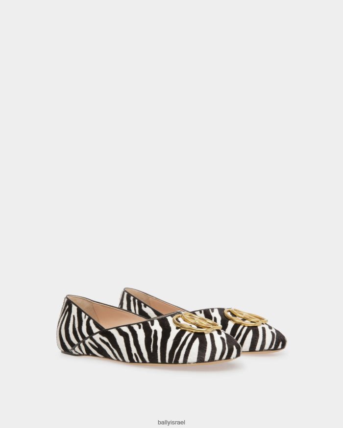 לבן Bally נעלי בית סמל עור פרווה נשים הַנעָלָה AS12D643